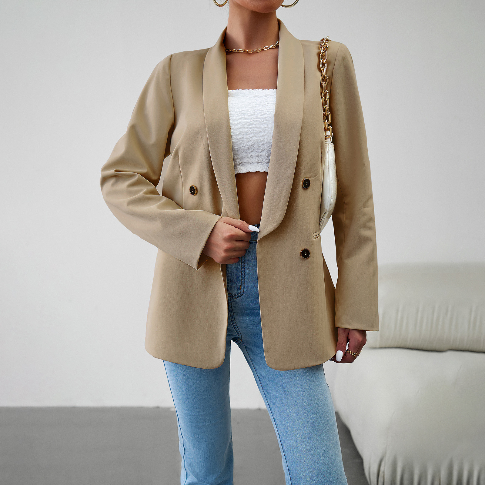 Elegant Lightweight Blazer Jacket for Women – Slim Fit Office Commute Business Suit Coat