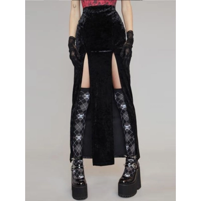 Designsoo Rock Street Style Sexy Split Halloween Midi Skirt for Women – Edgy & Trendy Party Look 02