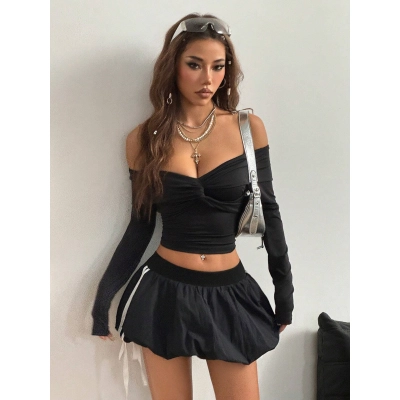 Designsoo Sweet & Spicy Striped Ruffled Mini Skirt for Women – Colorblock Fit and Flare Short Skirt 02