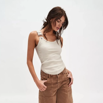 Designsoo Women's Suspenders Strap Tank Top - Fashionable Outerwear, Showcasing Individuality 01