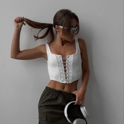 Designsoo Crop Tie-Up Versatile Camisole - Fashionable Design, Showcasing Individual Charm 01