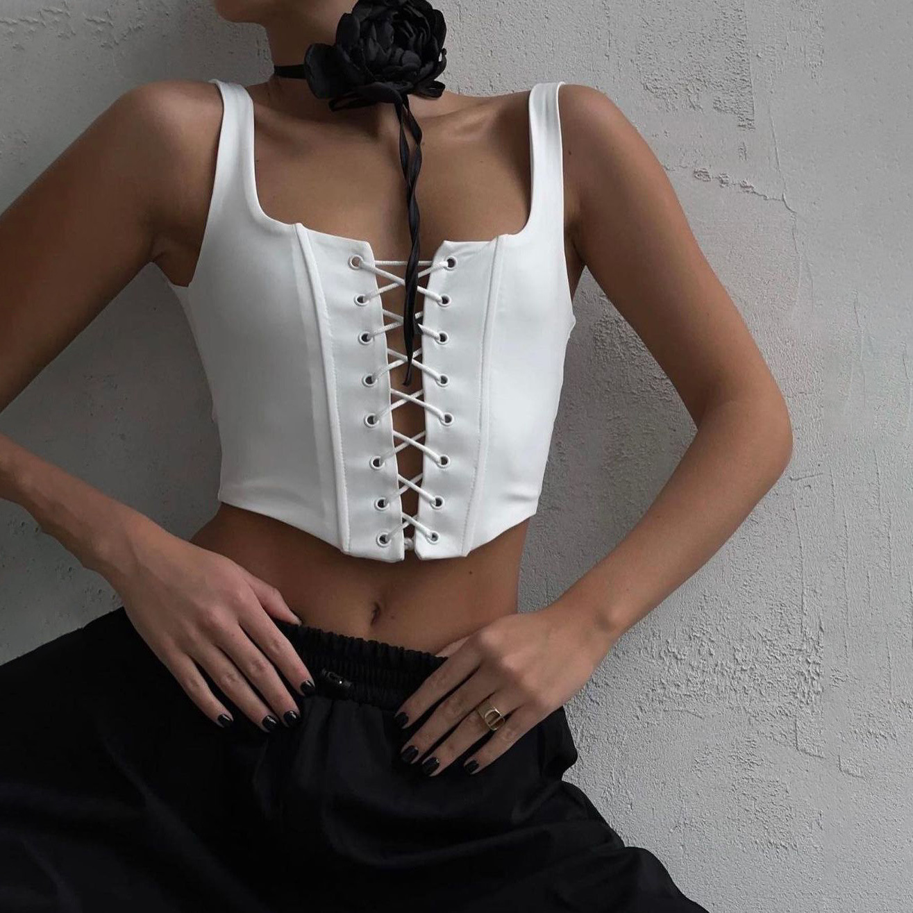 Designsoo Crop Tie-Up Versatile Camisole - Fashionable Design, Showcasing Individual Charm