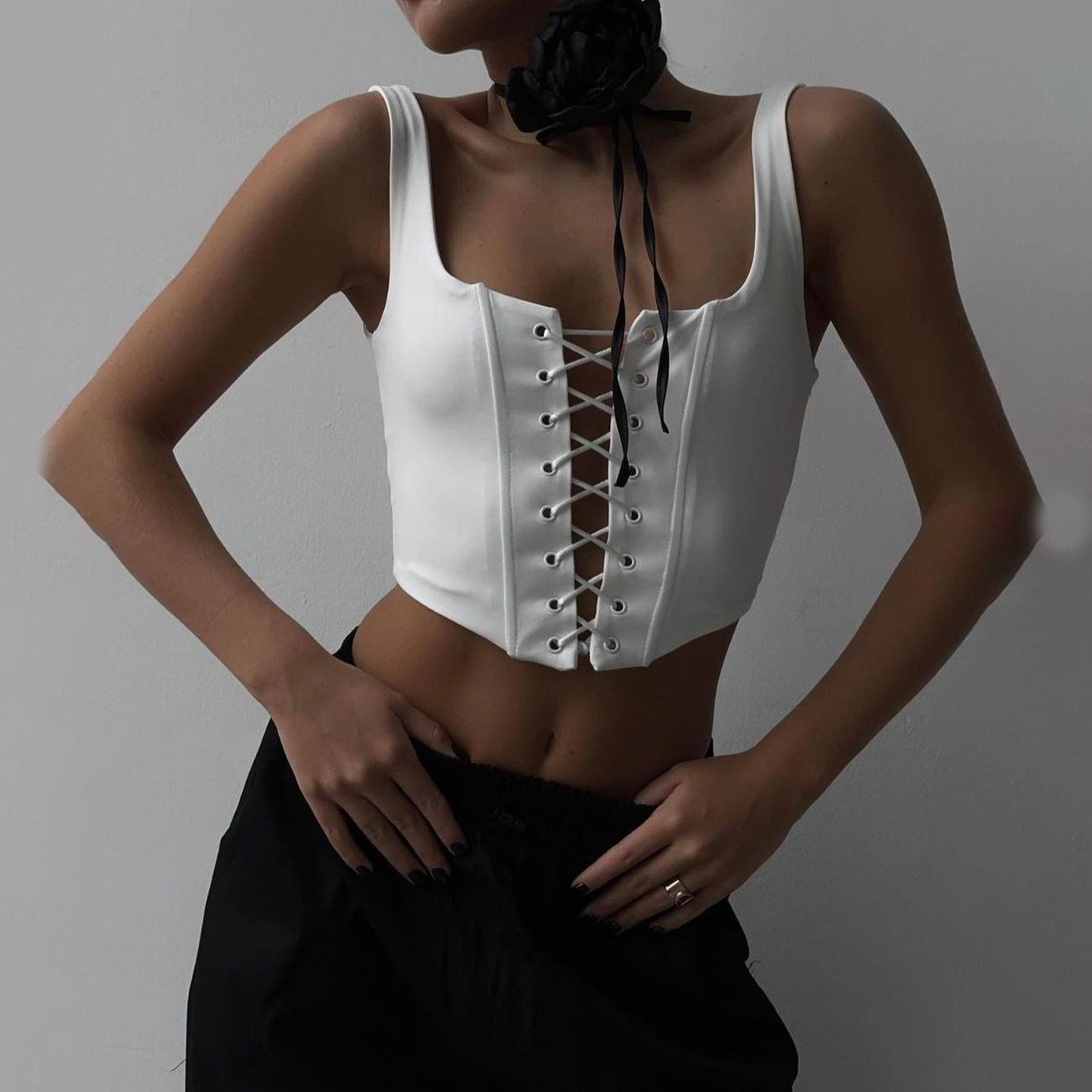 Designsoo Crop Tie-Up Versatile Camisole - Fashionable Design, Showcasing Individual Charm