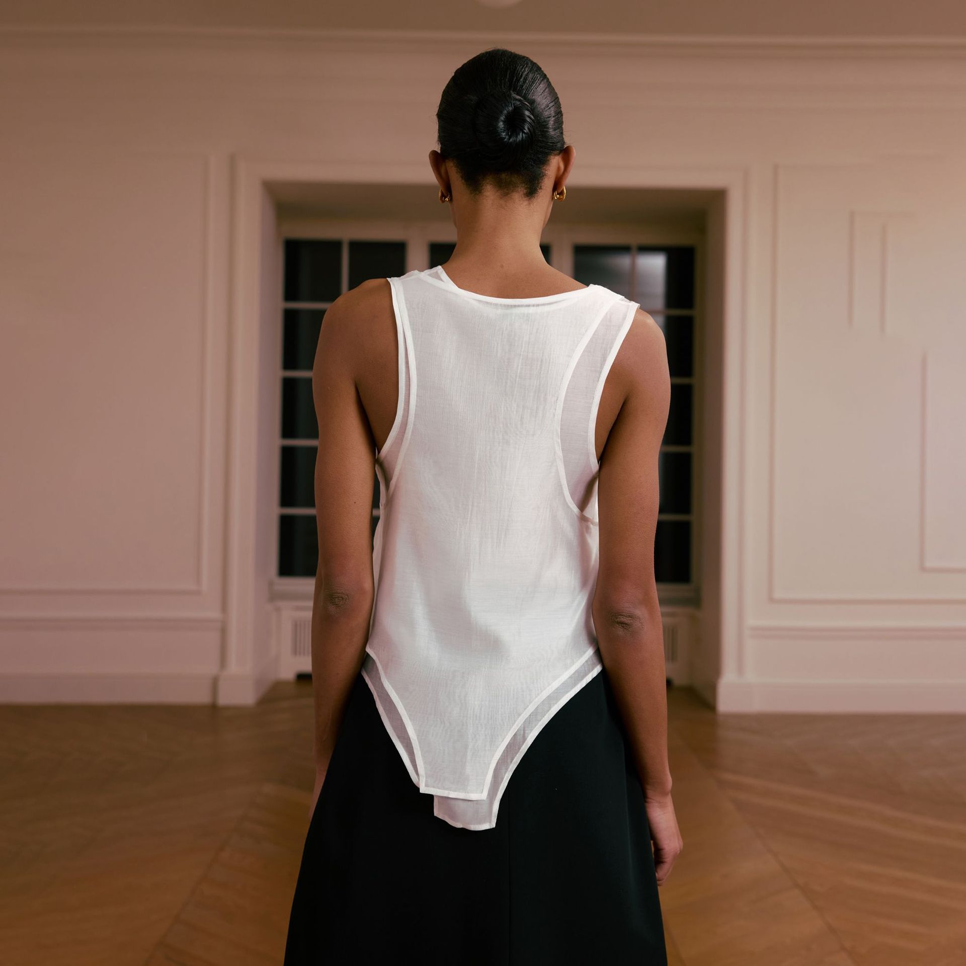 Designsoo Edgy Girl Double Layer Sheer Crop Top | Transparent Design for Trendy Looks