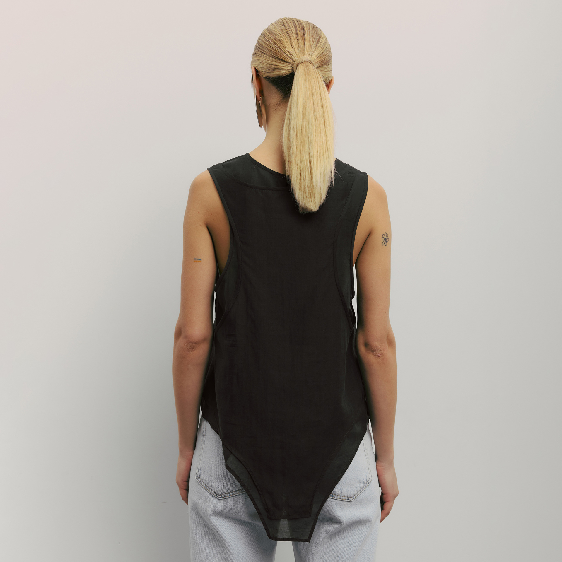 Designsoo Edgy Girl Double Layer Sheer Crop Top | Transparent Design for Trendy Looks