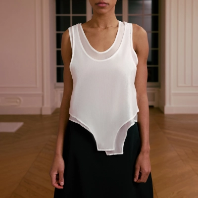 Designsoo Edgy Girl Double Layer Sheer Crop Top | Transparent Design for Trendy Looks 01