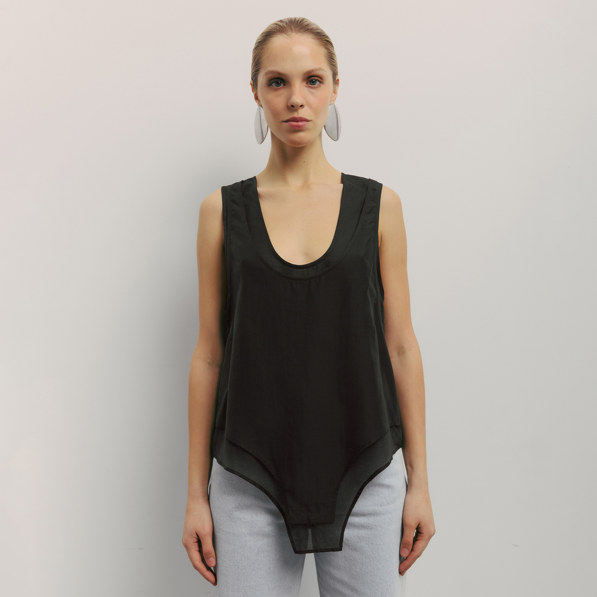Designsoo Edgy Girl Double Layer Sheer Crop Top | Transparent Design for Trendy Looks