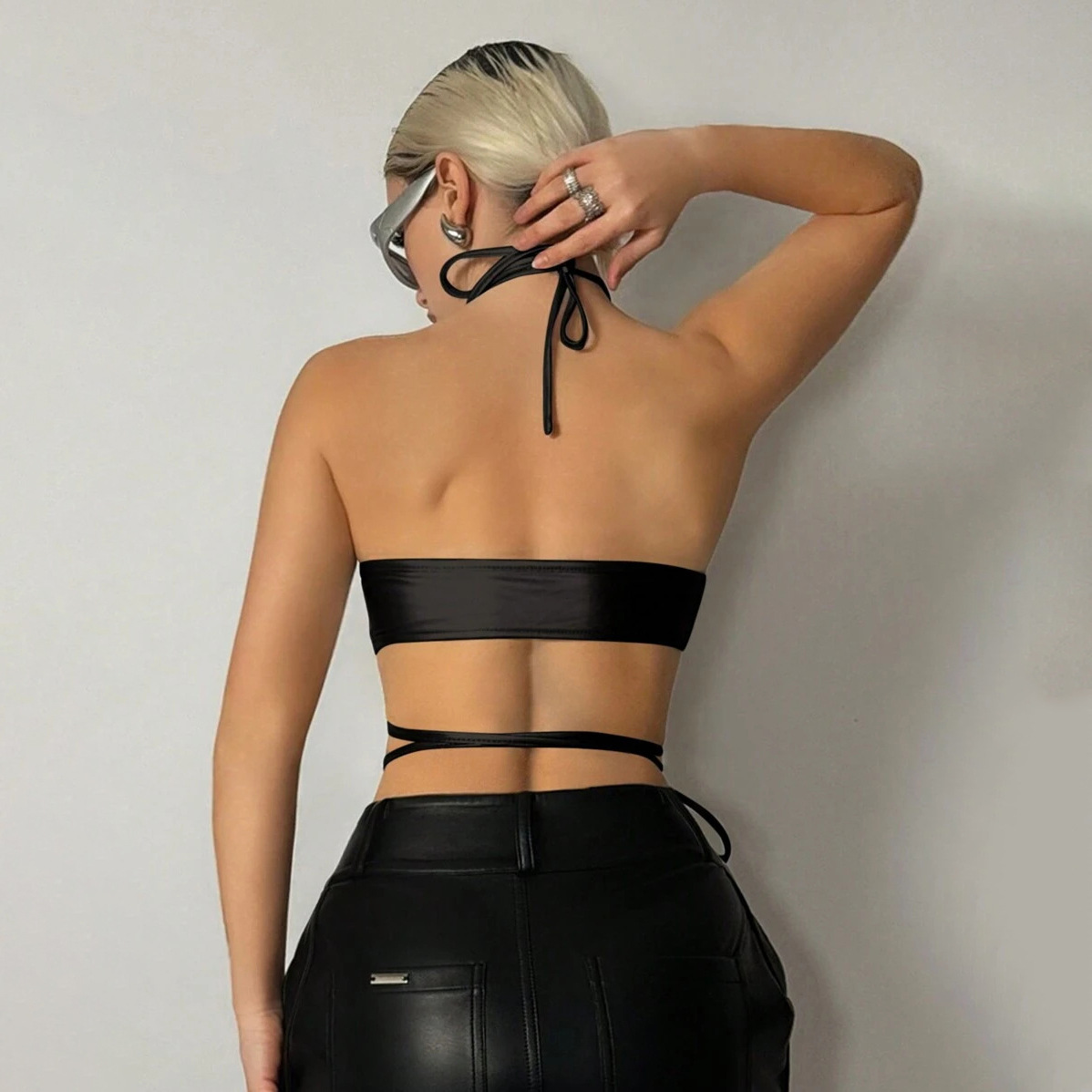 Designsoo Fitted Ribbon-Tie Heart Cut-Out Vest - Fashionable Design, Showcasing Individual Charm