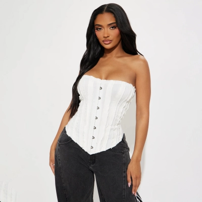 Designsoo Slim Fit Fishbone Waist Cinching Sleeveless Top - Elegant Design, Showcasing Curves 02