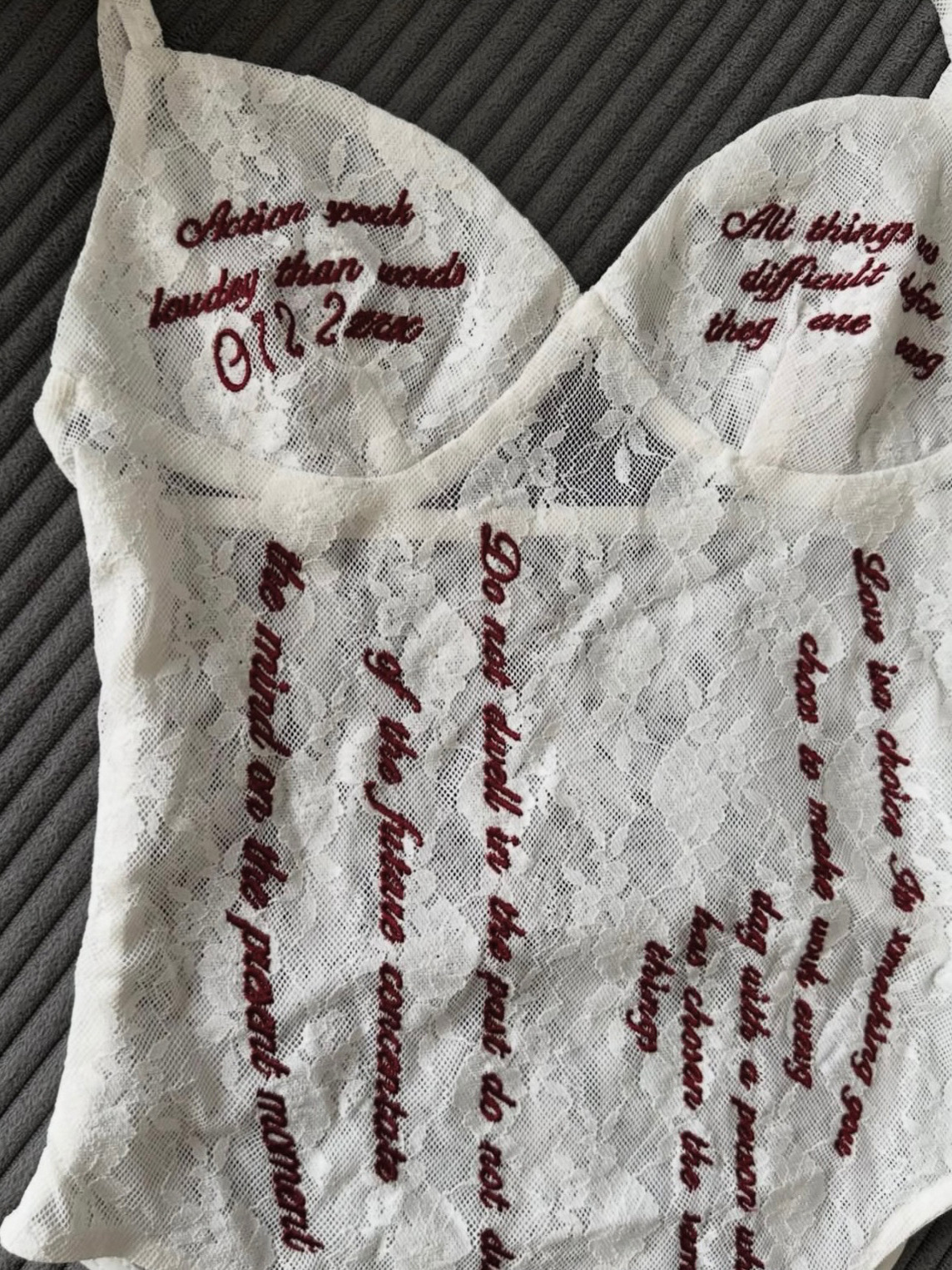 Designsoo Sweet and Sexy Letter Print Lace Cutout Jumpsuit Camisole | Alluring and Versatile Fit