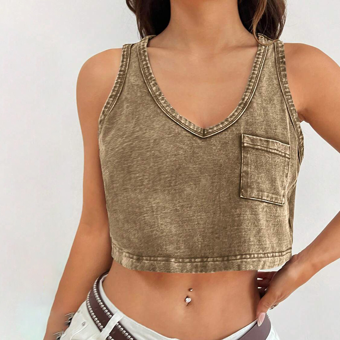 Designsoo Vintage Distressed Denim Vest - Classic Design, Showcasing Individual Charm