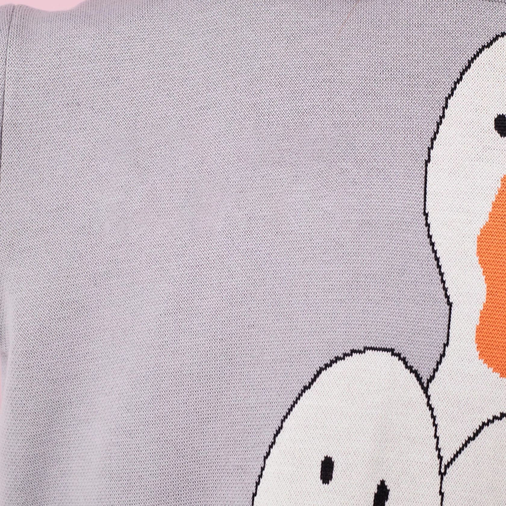 Designsoo Cartoon Duck Jacquard Patchwork Long Sleeve Oversized Sweater for Women – Casual Knit Pullover