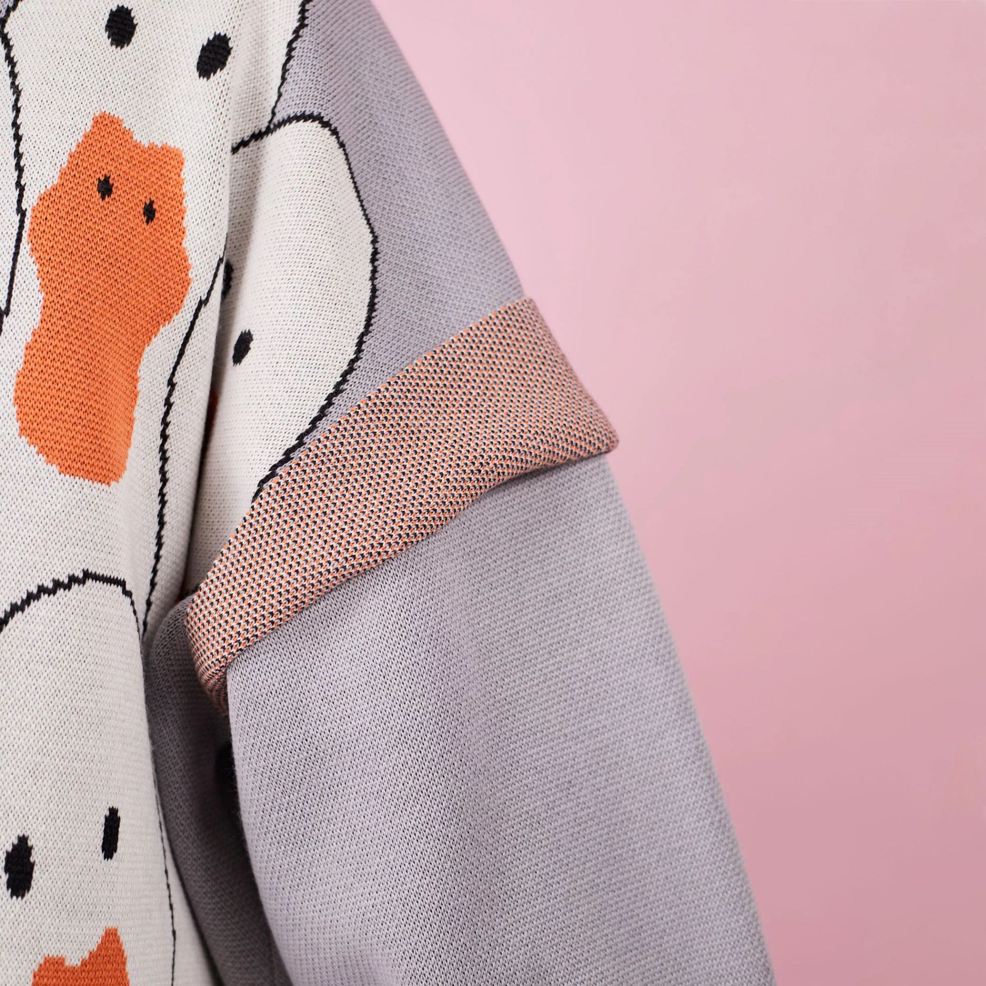 Designsoo Cartoon Duck Jacquard Patchwork Long Sleeve Oversized Sweater for Women – Casual Knit Pullover