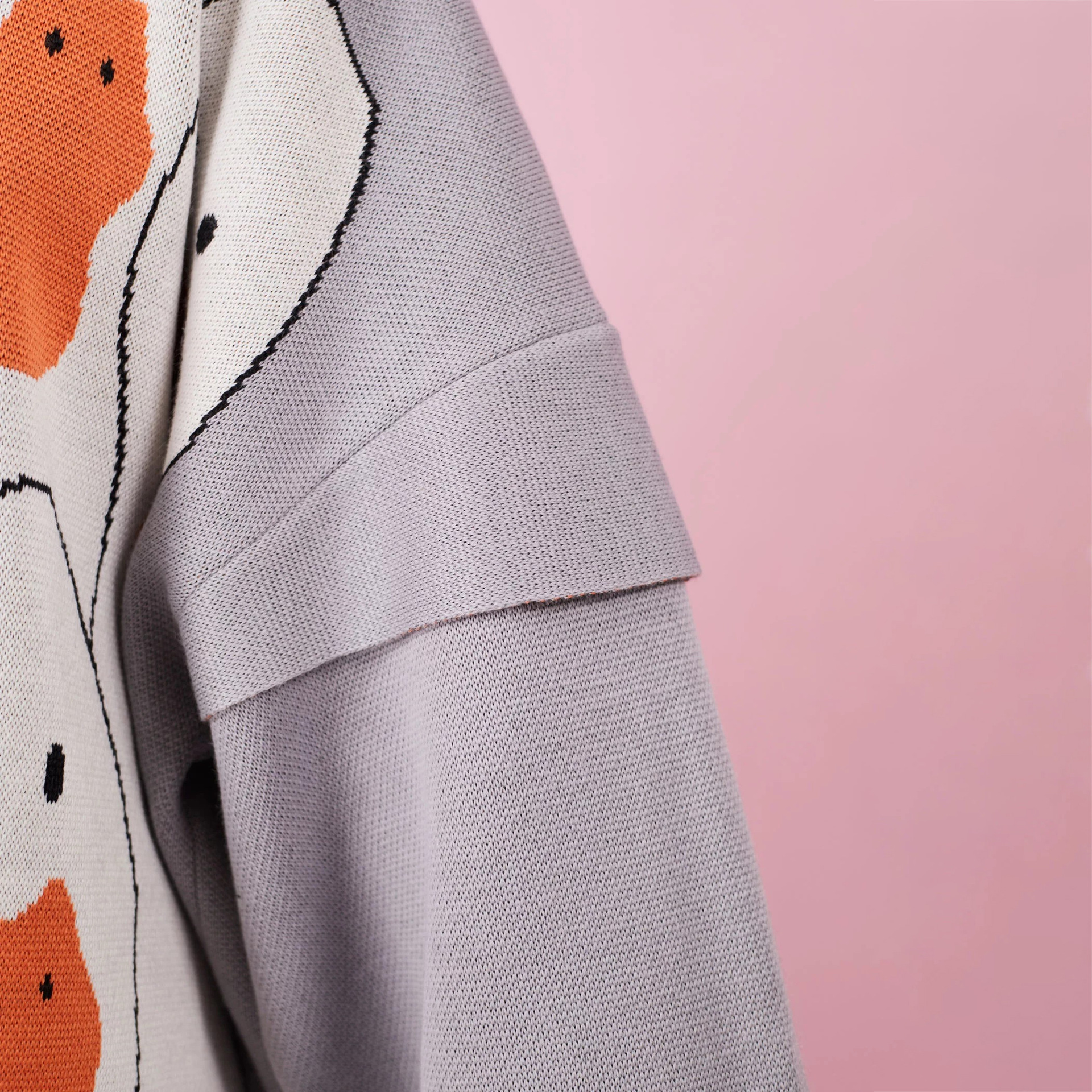 Designsoo Cartoon Duck Jacquard Patchwork Long Sleeve Oversized Sweater for Women – Casual Knit Pullover