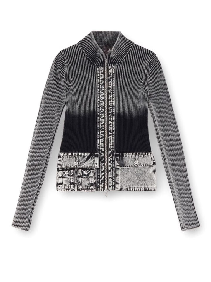 Designsoo European & American Style Denim Patchwork Oversized Sweater for Women – Casual Knit Pullover