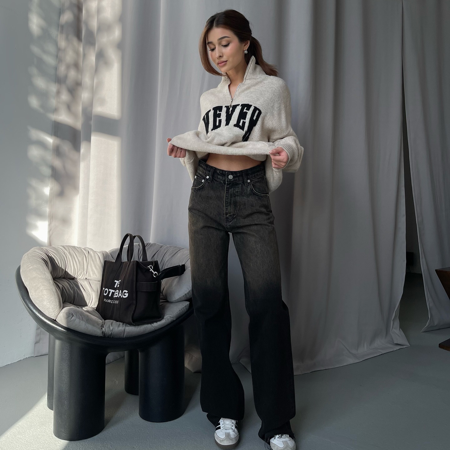 Designsoo French Sweet & Spicy Colorblock Letter Half-Zip Sweater for Women – Casual Knit Pullover