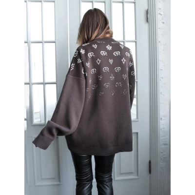 Geometric Pattern Oversized Sweater for Women – Artistic Knit Pullover 02