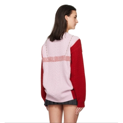 Designsoo Trendy Lace & Metal Patchwork Oversized Sweater for Women – Unique Design Knit Pullover 02