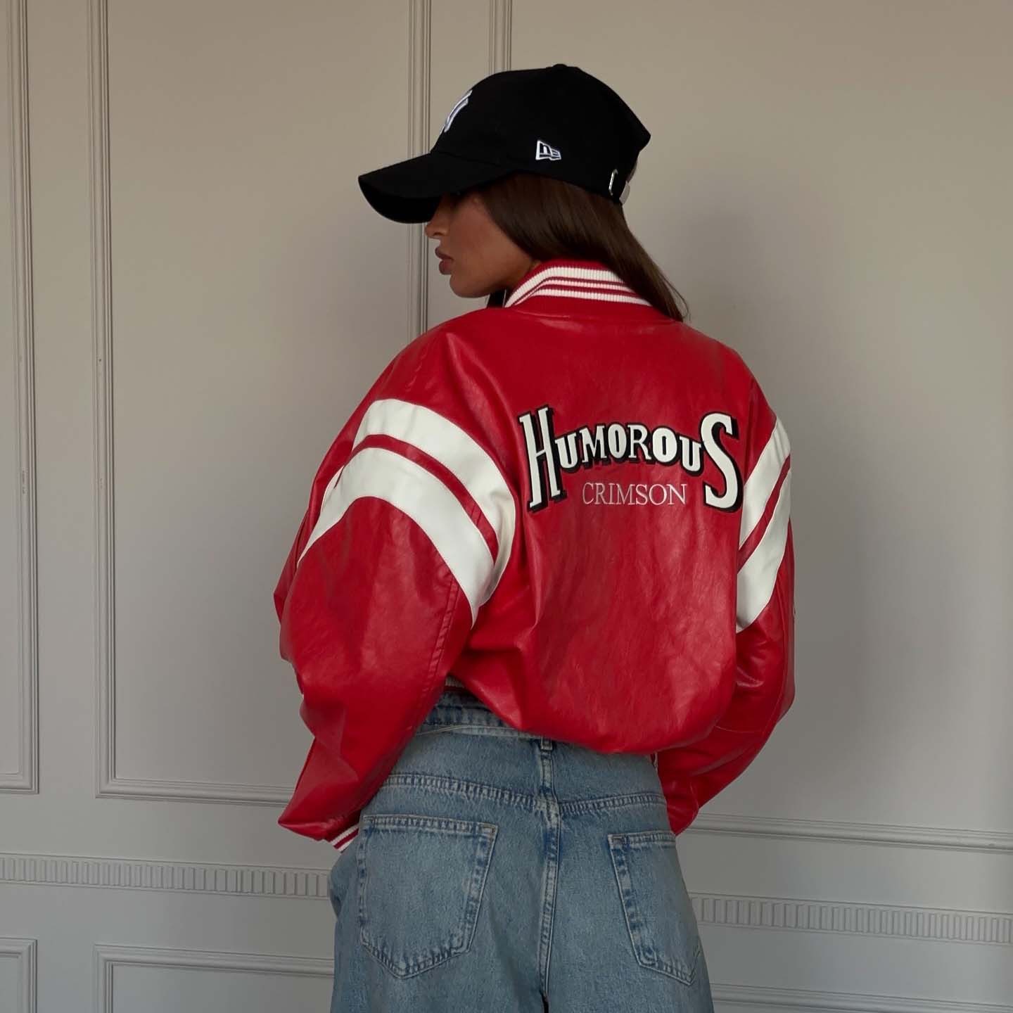 Designsoo Biker Style Letter Print PU Leather Jacket for Women – Short Crop Jacket with Streetwear Vibe