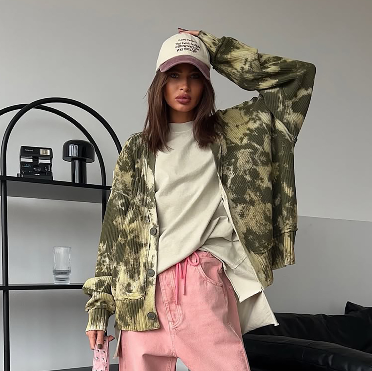 Knit V-Neck Cardigan Sweater for Women – Oversized Casual Outerwear