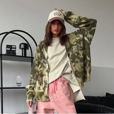 Knit V-Neck Cardigan Sweater for Women – Oversized Casual Outerwear 02