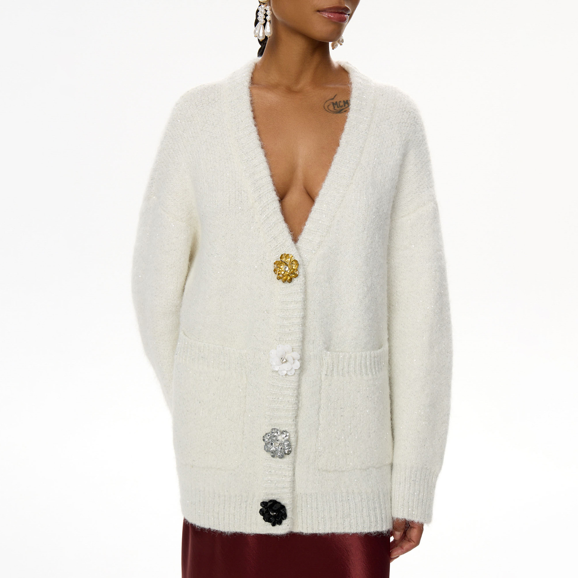 Colorful Button Design Lazy Chic Sweater for Women – Oversized Knit Cardigan with Playful Touch