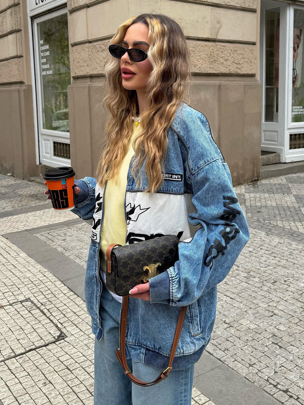 Street Style Patchwork Baseball Denim Jacket for Women – Oversized Casual Sporty Jacket