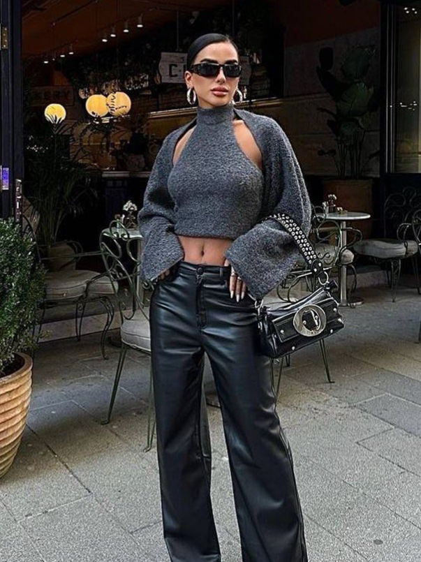 High Neck Backless Sleeveless Lazy Chic Cardigan Set for Women – New Autumn Collection