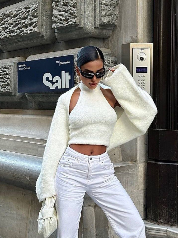 High Neck Backless Sleeveless Lazy Chic Cardigan Set for Women – New Autumn Collection