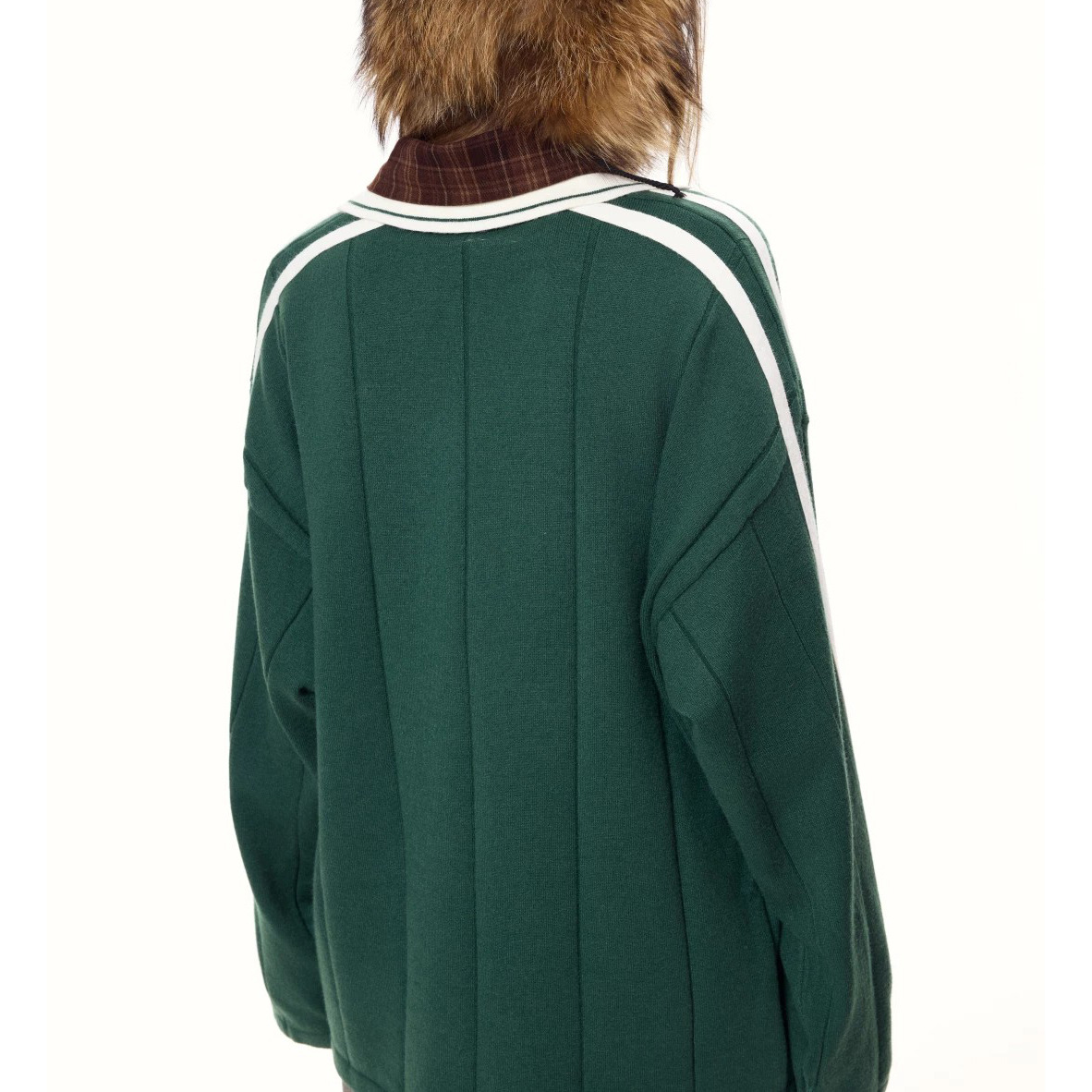 Striped Colorblock Cyrillic Jacquard Sporty Oversized Sweater for Women – Casual Knit Pullover