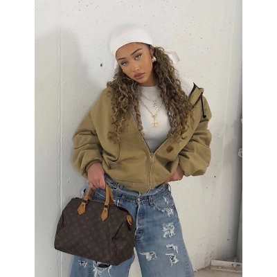 Hooded Back Cow Embroidery Sweatshirt Jacket for Women – Oversized Casual Pullover Hoodie 02