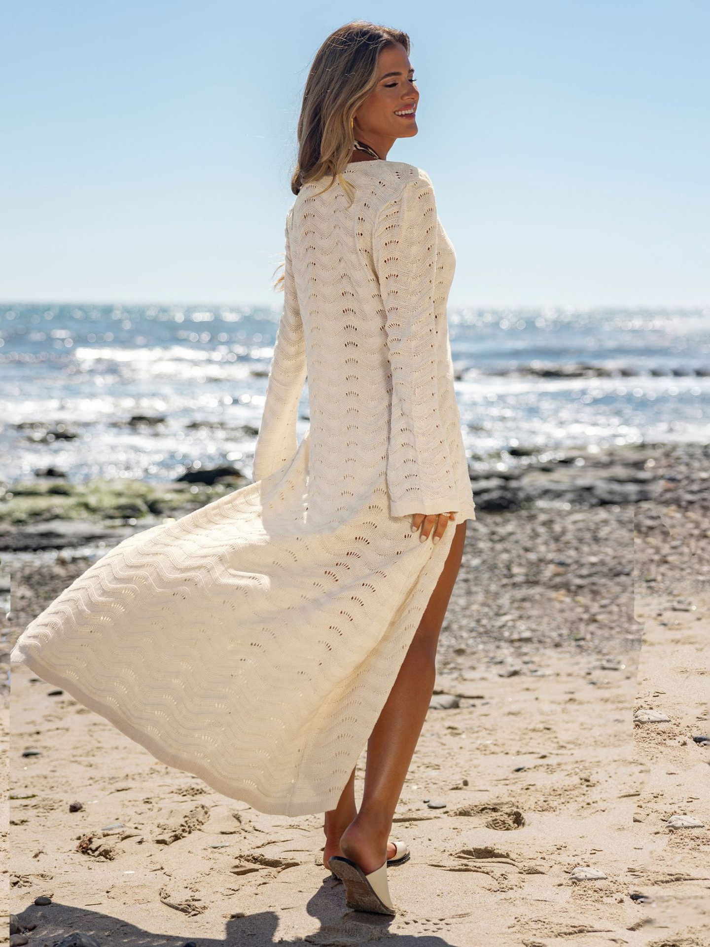 Lace-Up Detail Office Knit Cardigan for Women – Spring Business Casual Outerwear