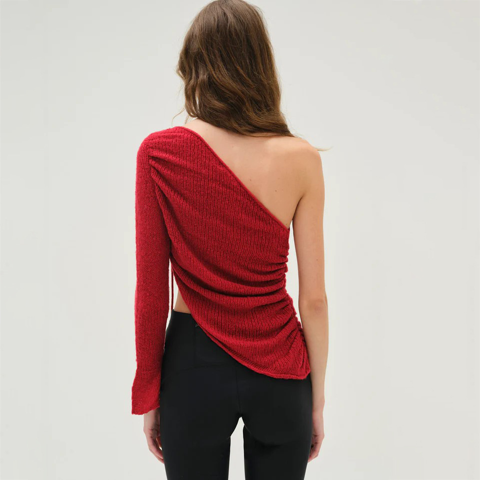 Off-Shoulder Floral Decor Oversized Sweater for Women – Casual Knit Pullover with Romantic Touch