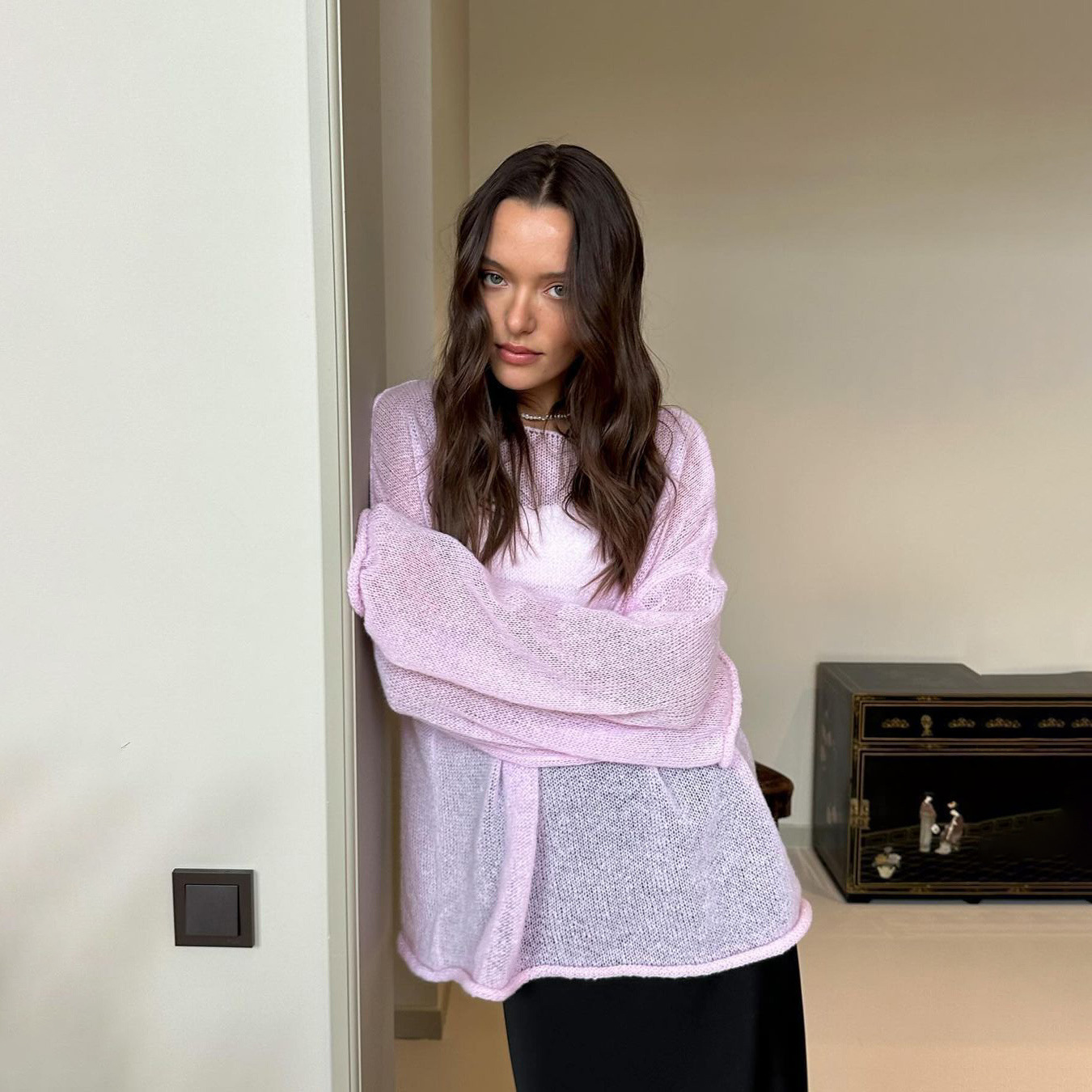 Sexy Sheer Loose Stretch Knit Top for Women – Trendy Crop Blouse with See-Through Design