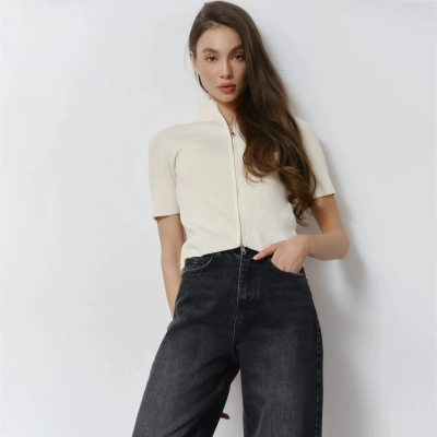 Solid Color Zipper Front Sleeveless Slim Fit Knit Sweater for Women – Spring Autumn Fashion Top 01