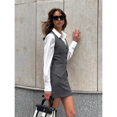 Button-Up Vest + Mini Skirt Set 02