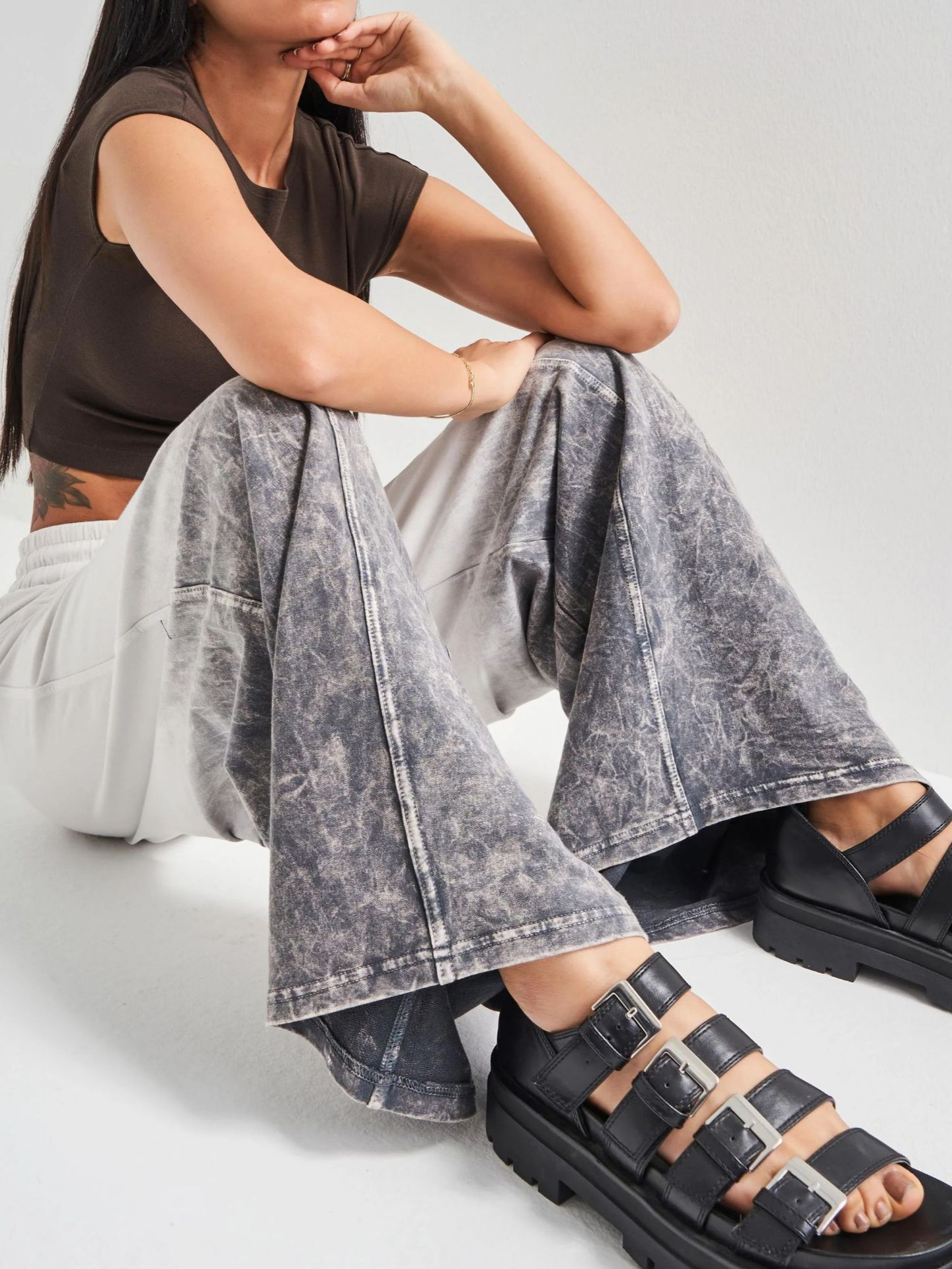 Designsoo Gradient Jogger Vintage Loose-Fit Straight Leg Sport Pants