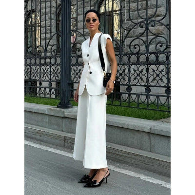 Summer Commute Blazer Vest and Wide-Leg Pants Suit Set 02