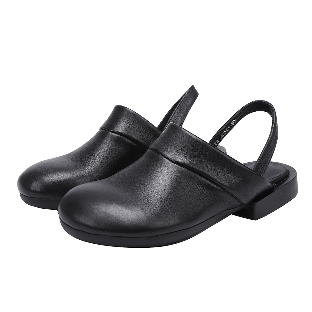 Designsoo 100% Genuine Leather Lightweight Two-Way Wear Open Back Toe-Cap Sandals