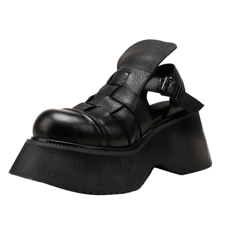 Designsoo Comfortable Wedge Genuine Leather Retro Sandals