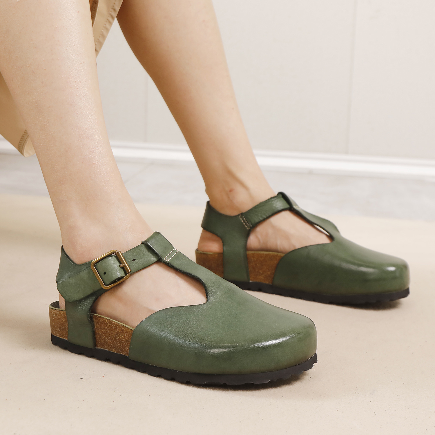 Designsoo 100% Genuine Leather Birkenstock Style Sandals - Soft Leather for Comfort