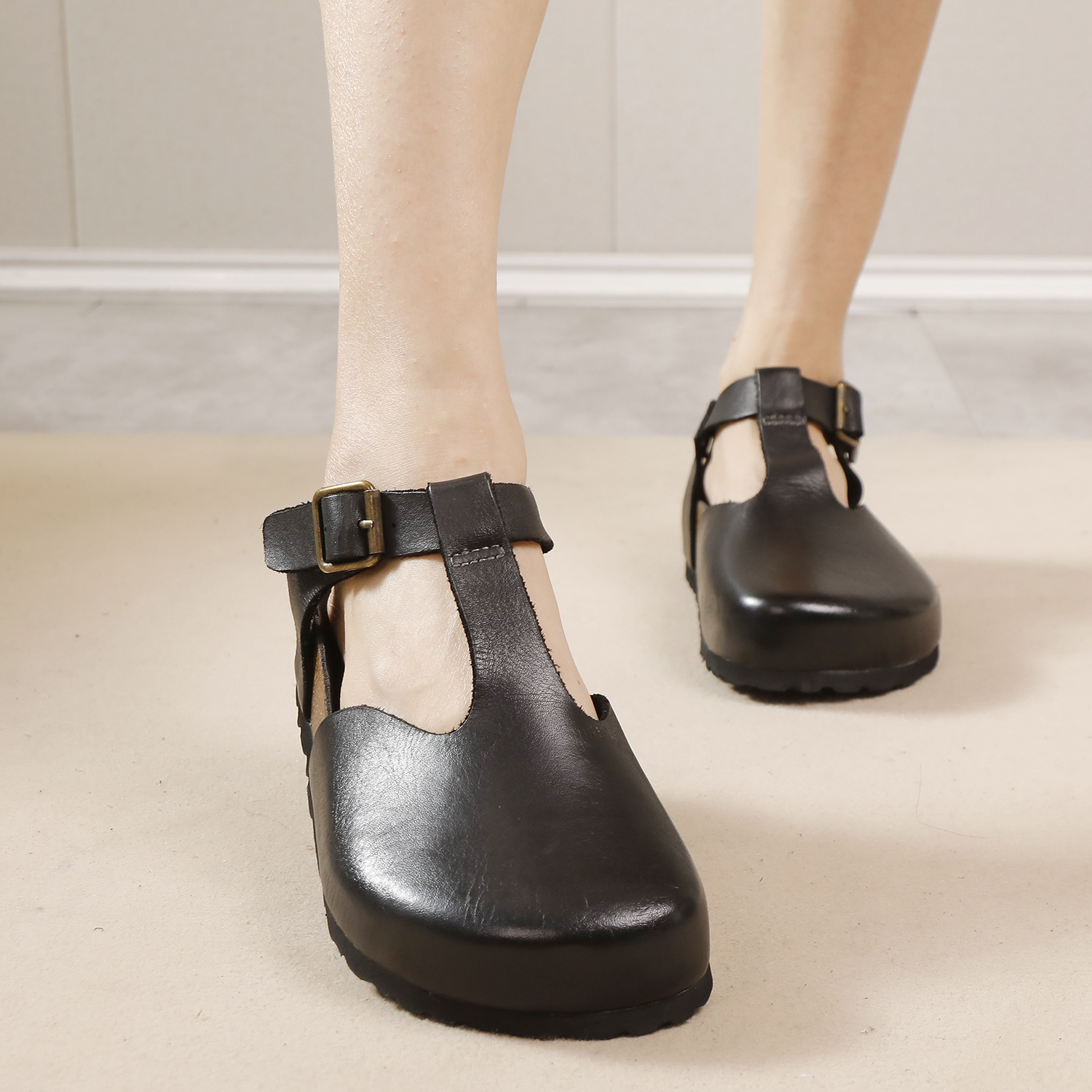 Designsoo 100% Genuine Leather Birkenstock Style Sandals - Soft Leather for Comfort