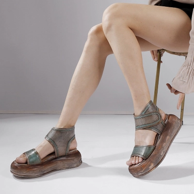 Genuine Leather Thick Sole Soft Bottom Casual Minimalist Sandals 02