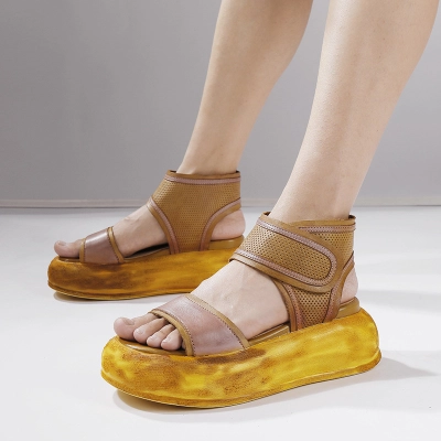 Genuine Leather Thick Sole Soft Bottom Casual Minimalist Sandals 01