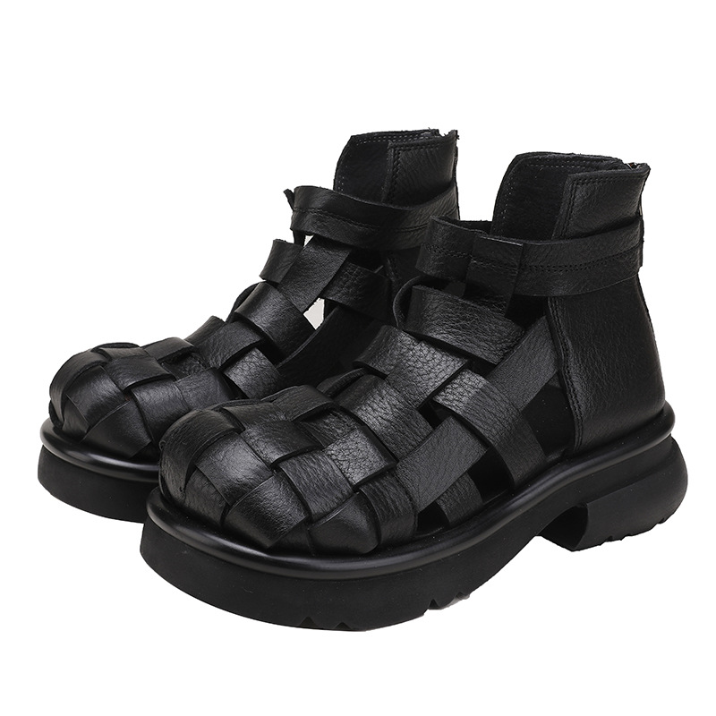 Woven Vintage Comfort Antique Finish Genuine Leather Soft Sole Shoes