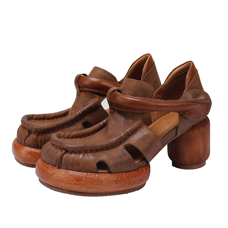 Waterproof Platform Calf Leather Comfort Handmade Sandals