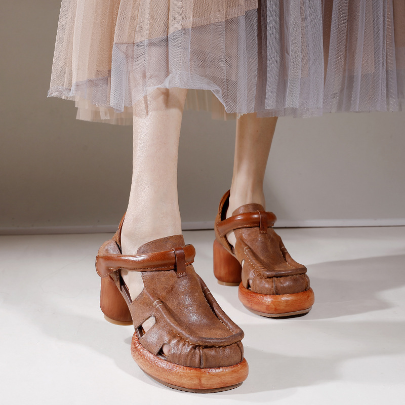 Waterproof Platform Calf Leather Comfort Handmade Sandals