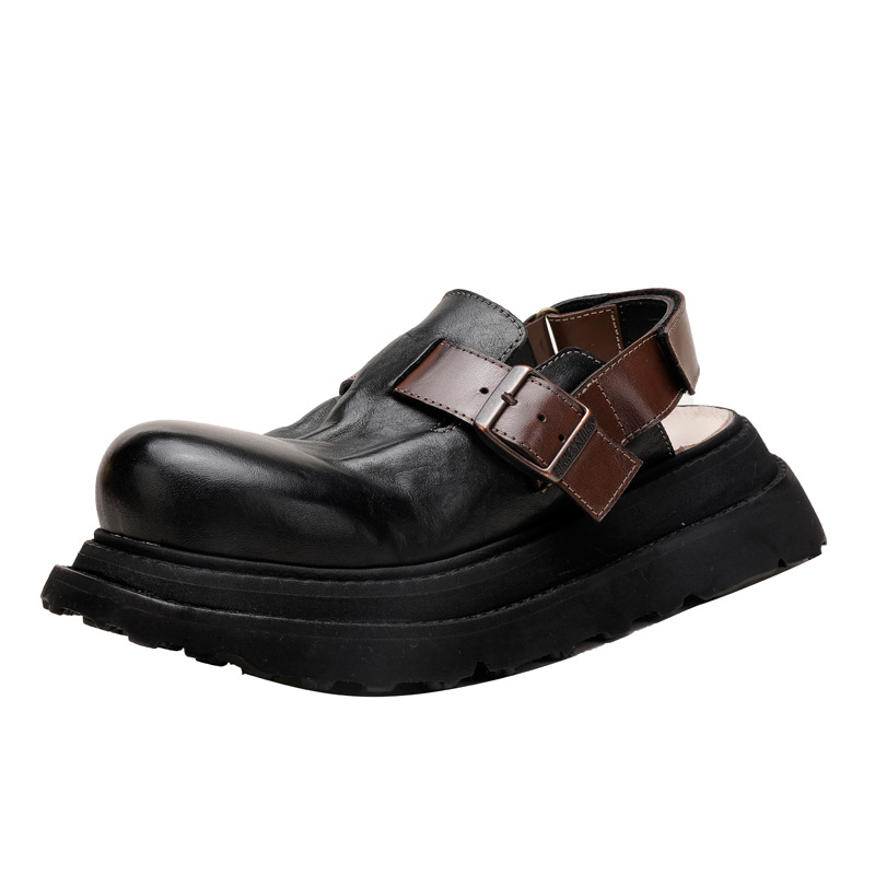 Round-Toe Comfortable Genuine Leather Flat Sandals