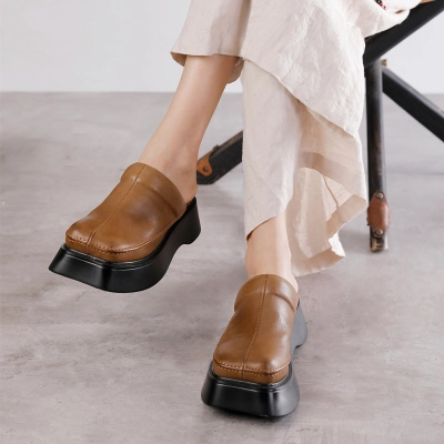 Genuine Leather Comfort Outdoor Casual Closed Toe Sandal Slippers 01