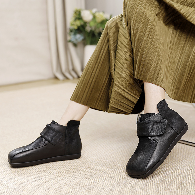 Genuine Leather Soft Sole Antique Finish Short Boots